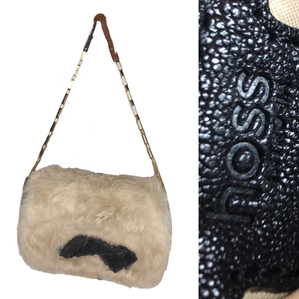 Retro Hoss Intropia Crossbody Handbag Vintage Leather Fur Bag Purse - Picture 13 of 13